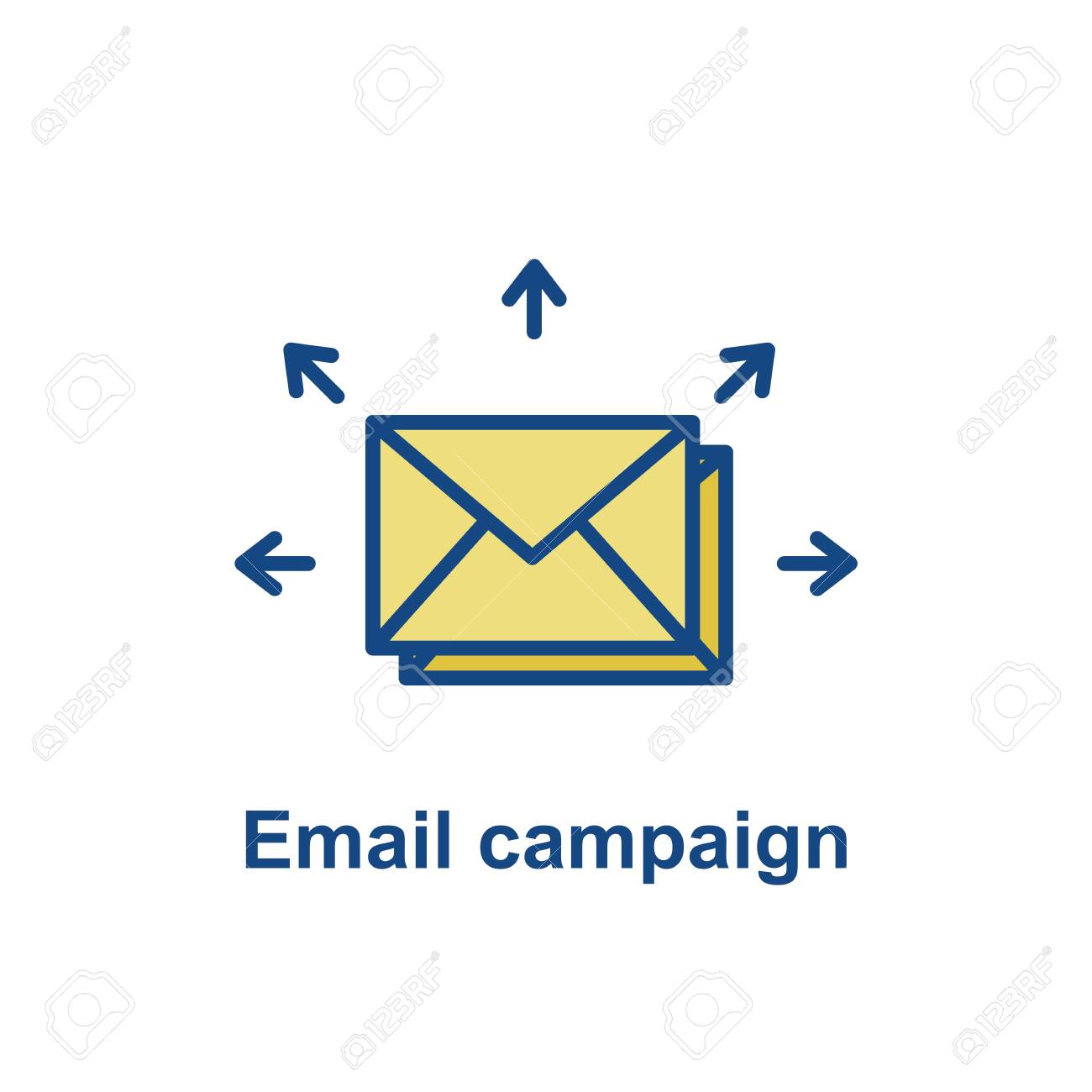 email marketing campaigns icon with envelope being sent to multiple recipients